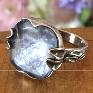 Silpada Sterling Silver and Etched Glass Ring R2234 Size 6